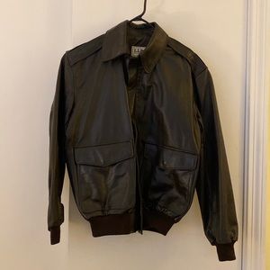 Vintage LL Bean Genuine Leather Bomber Jacket Brown Men’s Small
